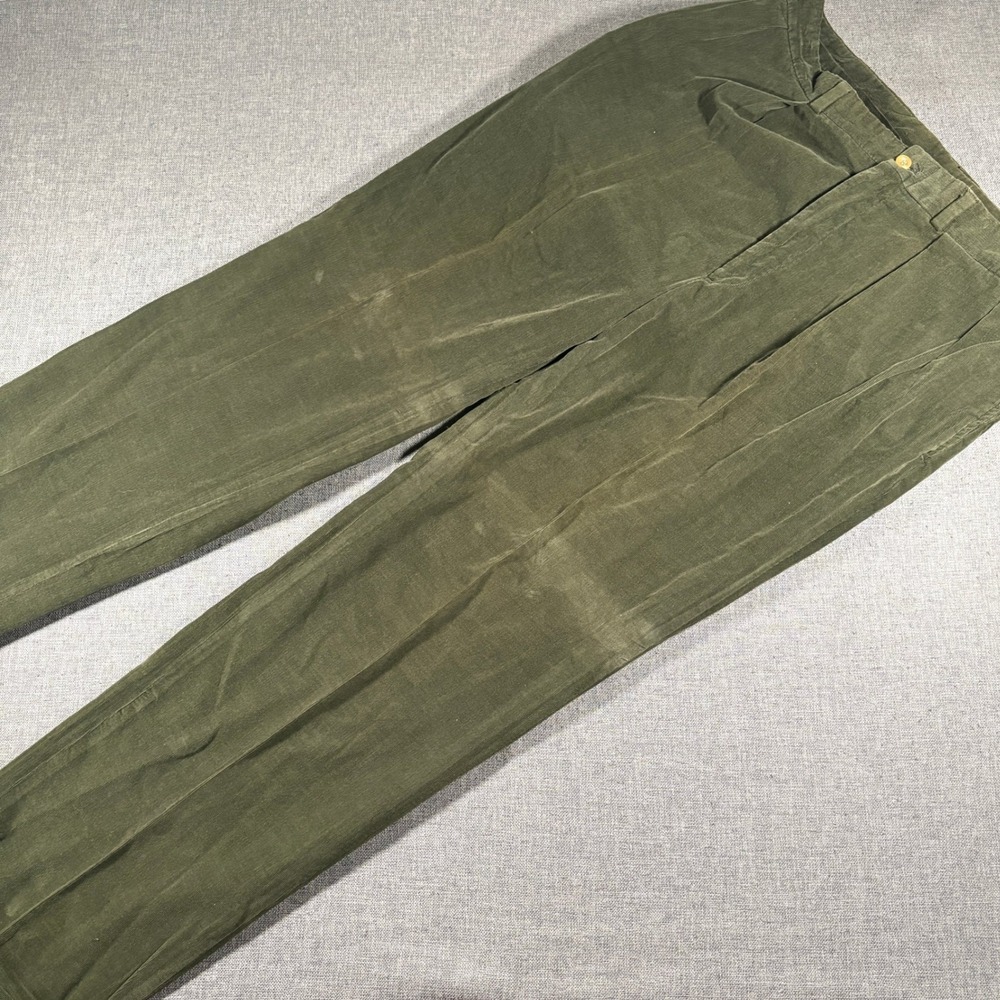 Bills Khakis Corduroy Pants Mens 40x34 Olive Green Pleated M1P Made in USA